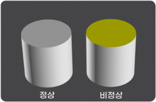 면이 닫힌 정상 모델과 열린 비정상 모델 비교